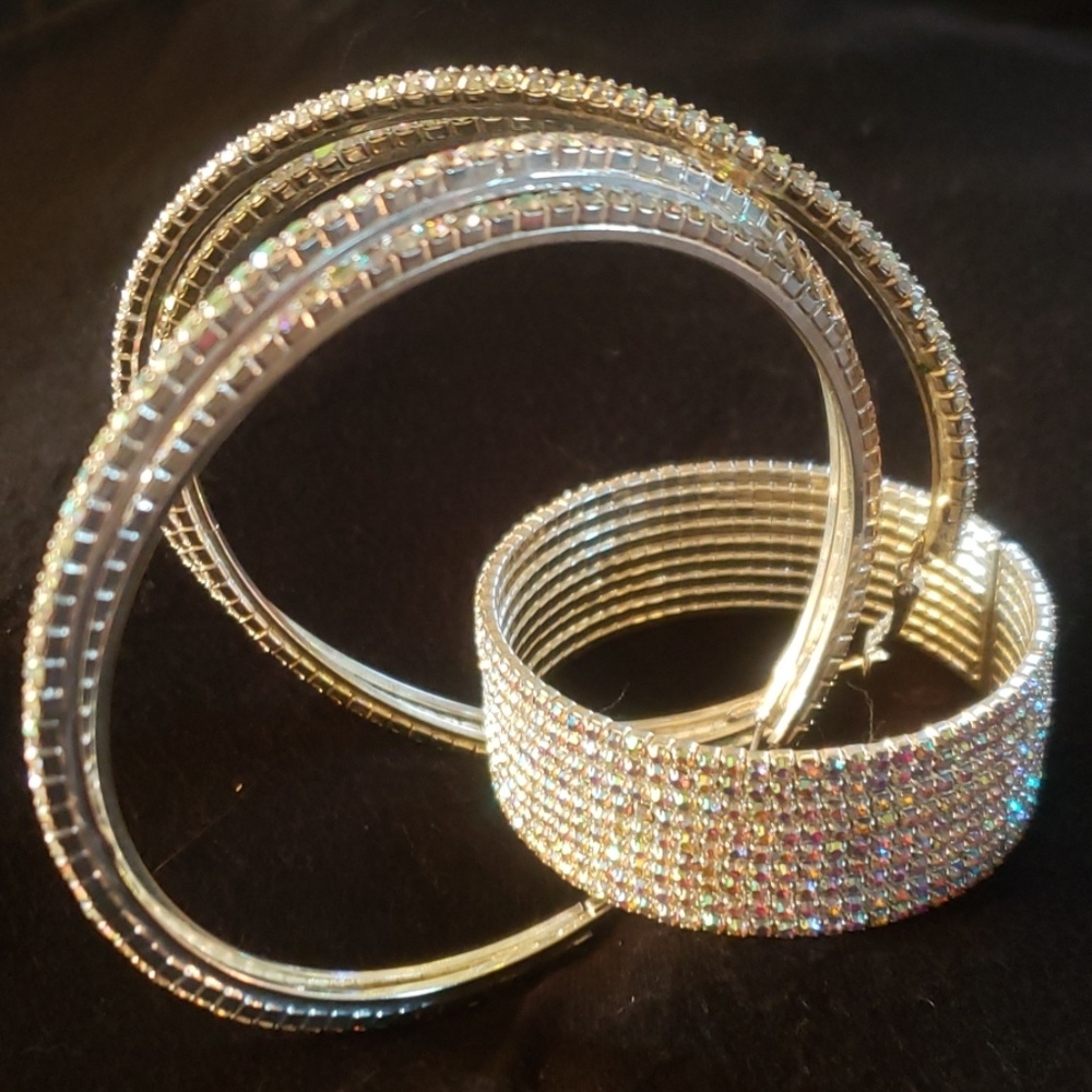 Rhinestone Cuff $26 & XL Hoops $29 SET: $55 - Picture 2 of 8